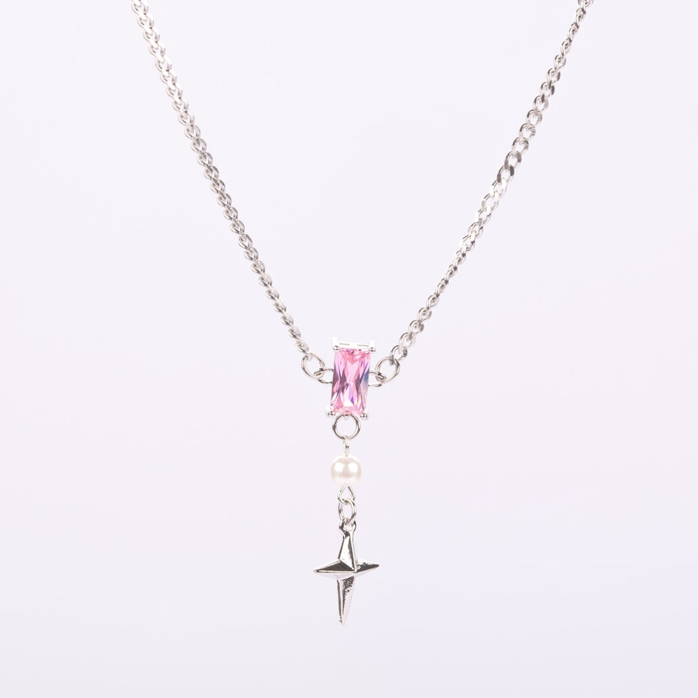 Rhinestone Cross Titanium Steel Pendant